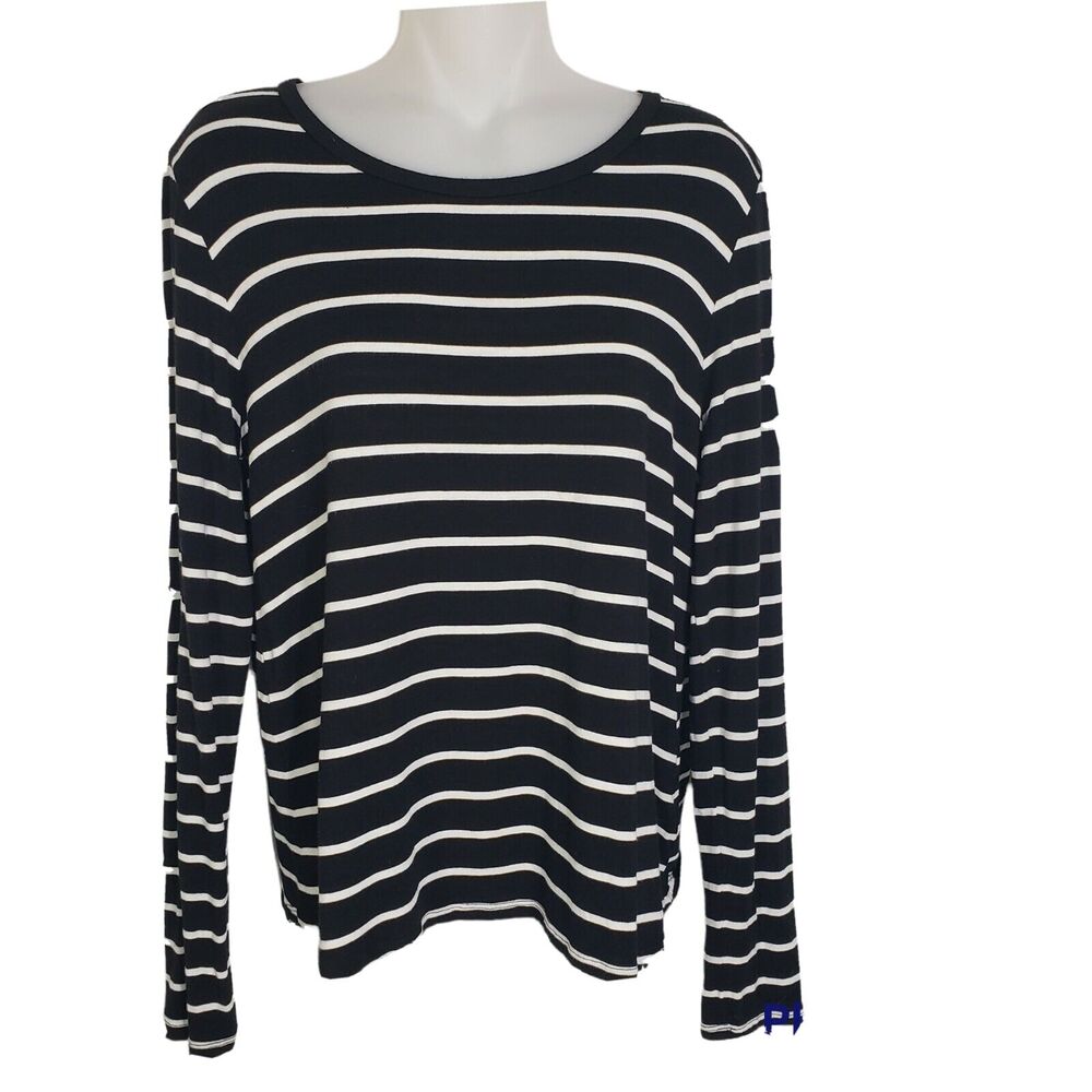 Aero Womens Top Seriously Soft Perfect Crew T Shirt Large Long Sleeve Striped